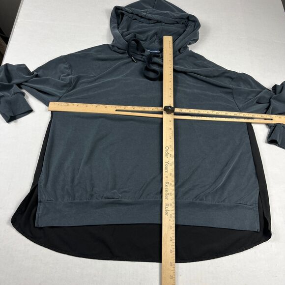 French Connection Soft Hoodie Gray Black Drawstring Comfort Everyday Top SMALL - Picture 5 of 10